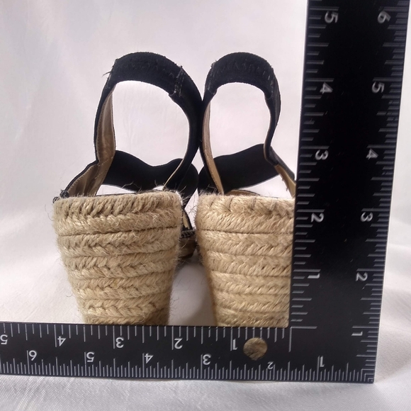 Adrienne Vittadini Black Canvas Espadrille Wedges 3" Heel Slip On Stretch 8.5 - Picture 6 of 9
